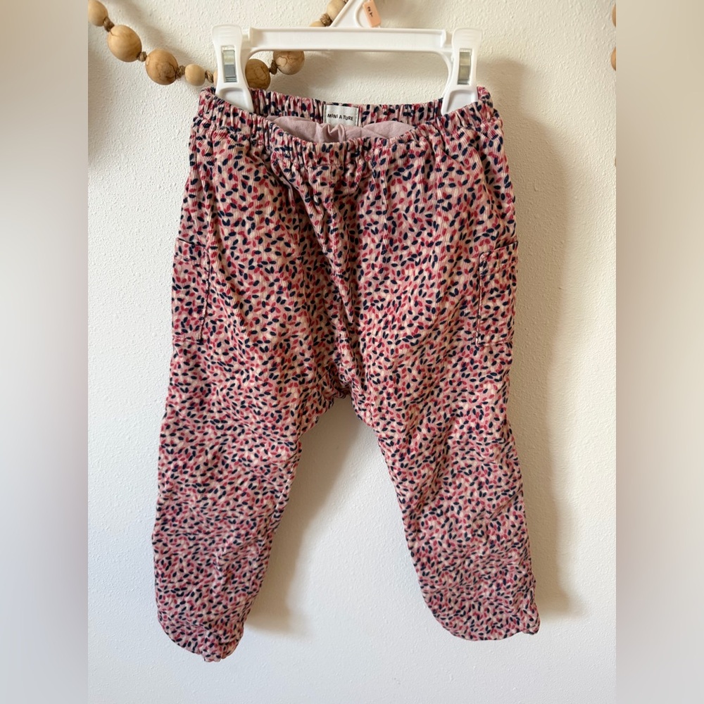 Mini a ture Girls corduroy leaf print pants 4T